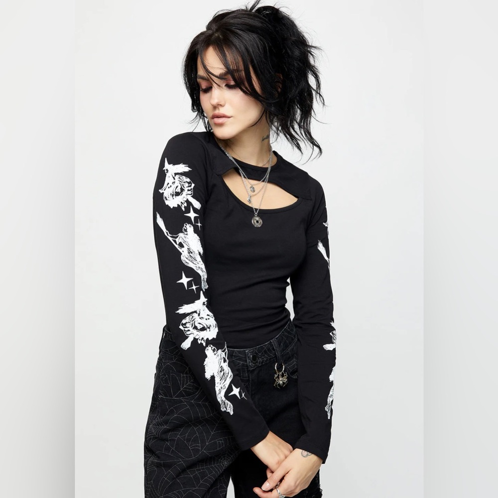 Disturbia Wolfsbane Cut Out Long Sleeve Top
